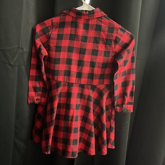 Grandwish Girl Plaid Flannel Button Down Dress Sz 4 - Picture 6 of 7